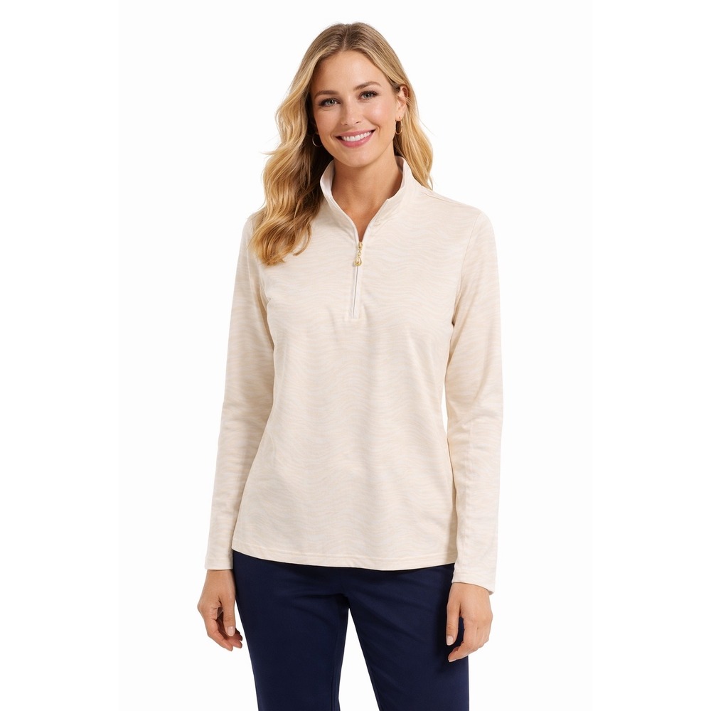 SanSoleil Beige 1/4 Zip Golf‎ Top UPF 50+ Cooling Long Sleeve M